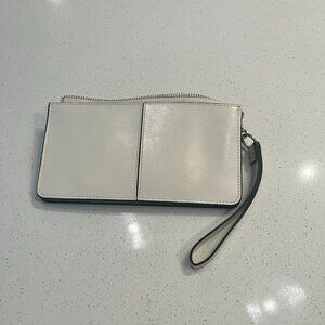 Ivory/Cream Wristlet Wallet with Black Trim (Zip Top) – Like New
